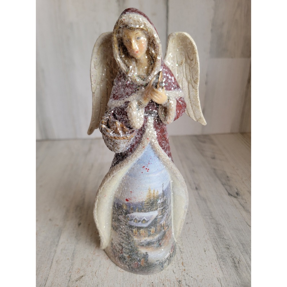Angel AS IS rustic glitter cherub Scenic Xmas basket star gather figure home